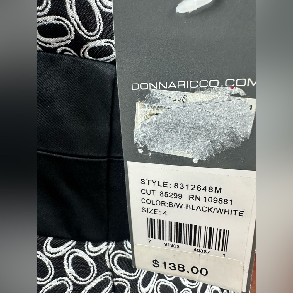 Donna Ricco Black and White Sleeveless Midi Sheath Dress - Picture 6 of 13